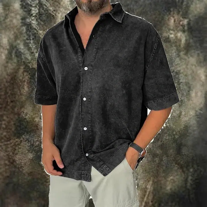 Acid-Wash Short-Sleeve Shirt