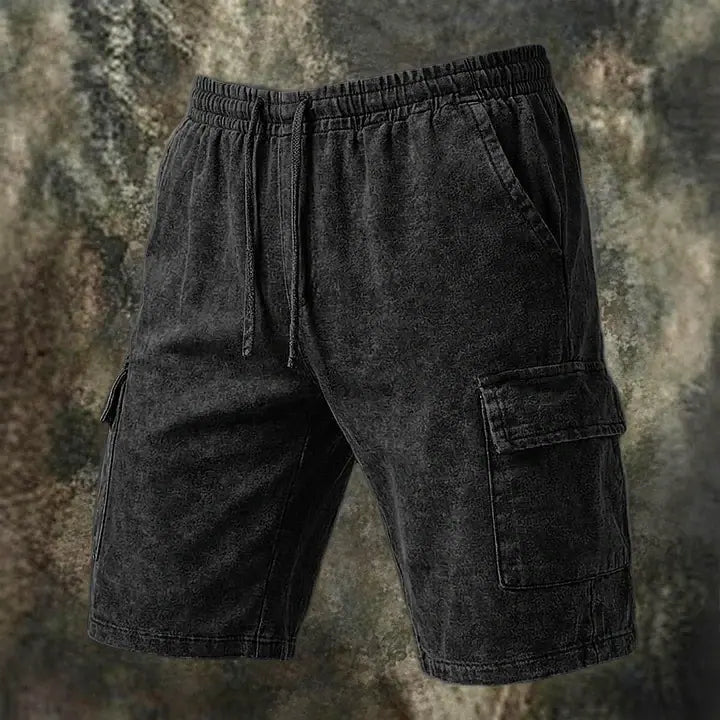 Acid-Wash Drawstring Shorts