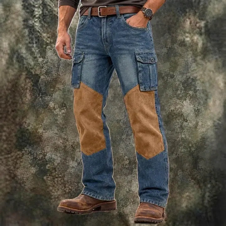Color-Block Patchwork Cargo Jeans