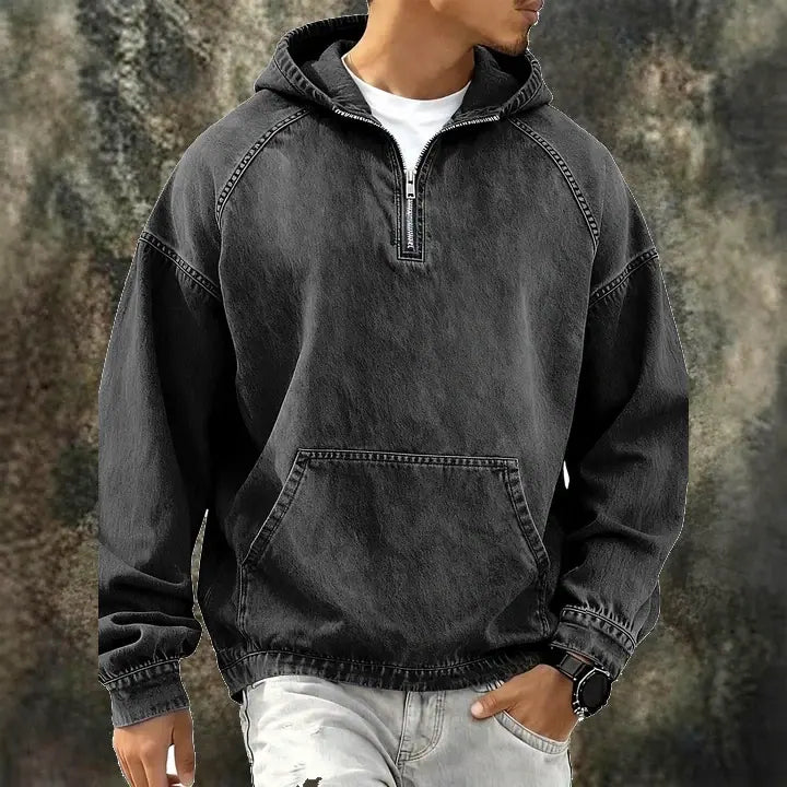 Acid-Wash Zip T-Shirt