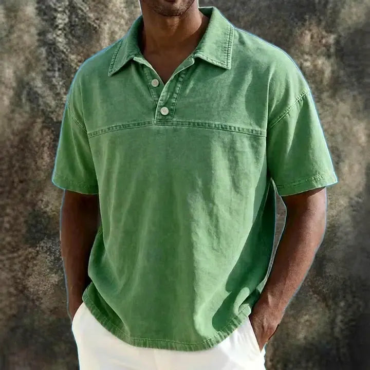 Acid-Wash Short-Sleeve Polo Shirt