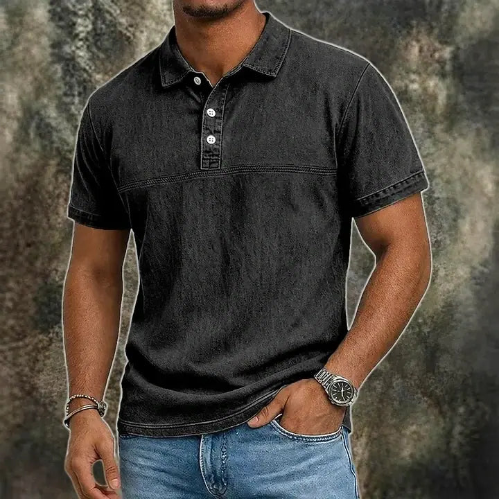 Distressed Acid-Wash Polo Shirt