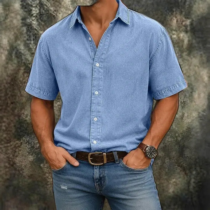 Acid-Wash Short-Sleeve Shirt