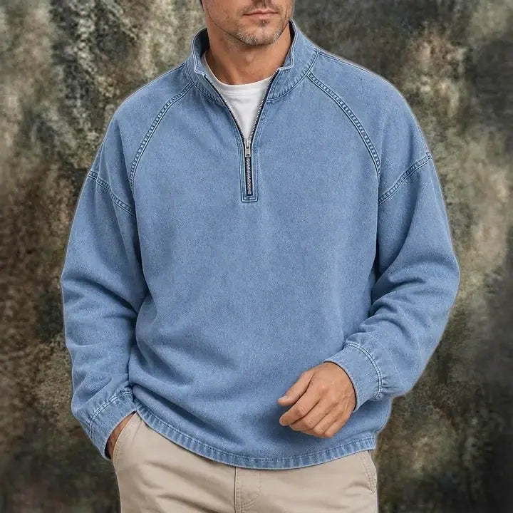 Acid-Wash Zip T-Shirt