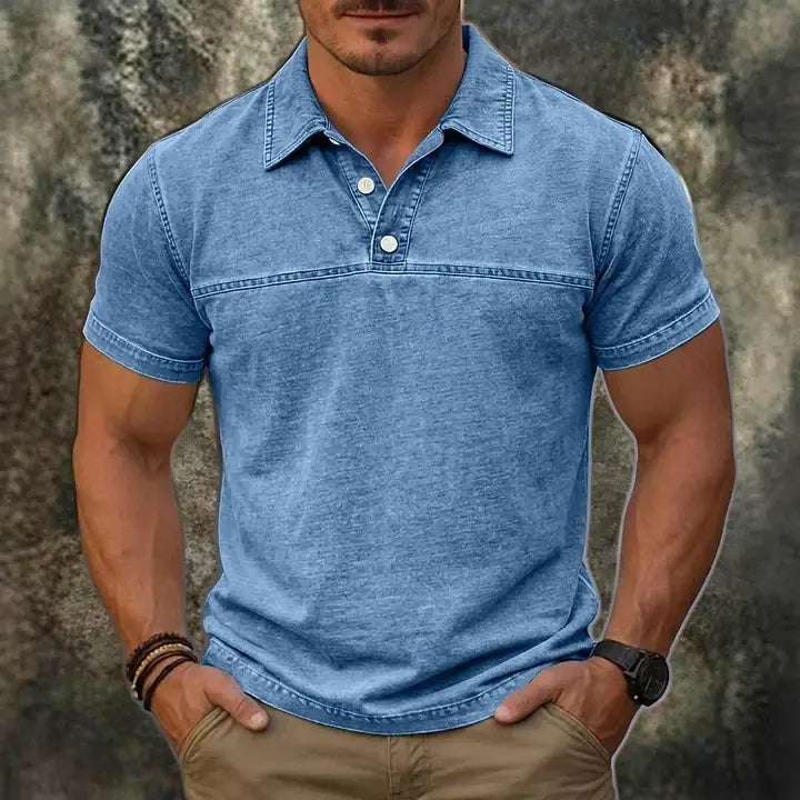 Acid-Wash Short-Sleeve Polo Shirt