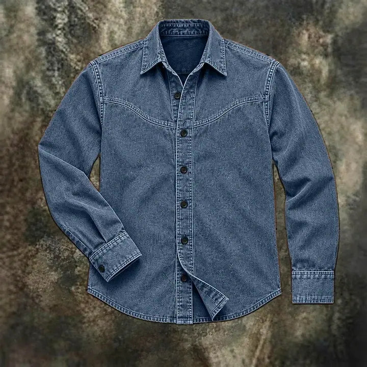 Patchwork Acid-Wash Denim Shirt