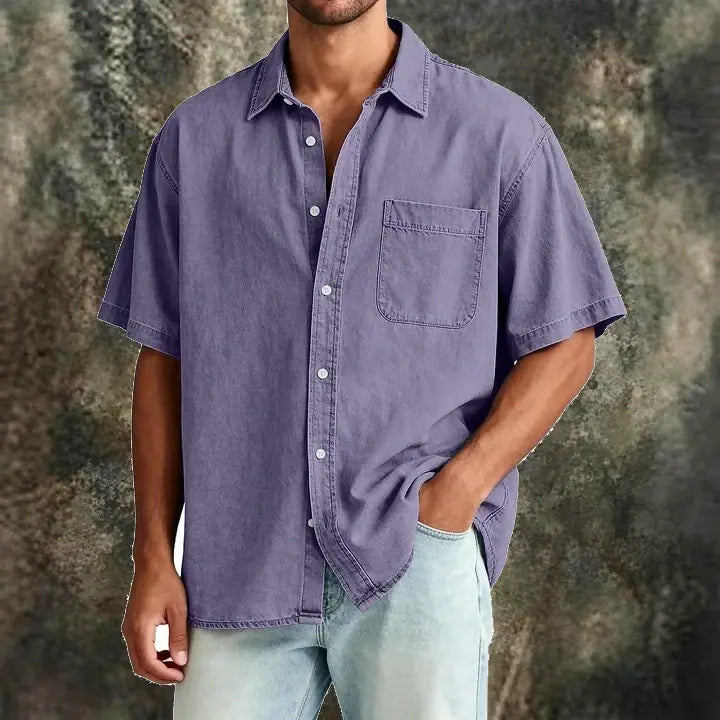 Acid-Wash Short-Sleeve Shirt