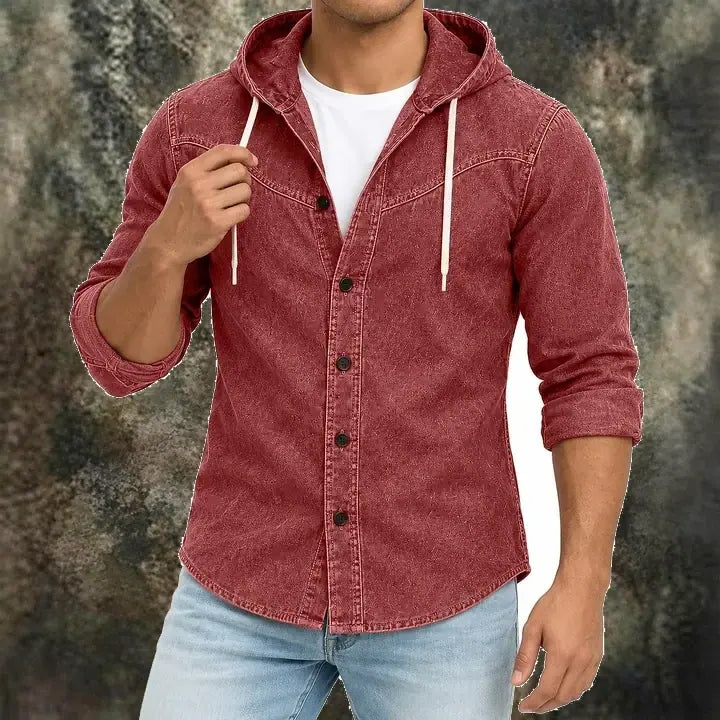 Patchwork Acid-Wash Denim Shirt