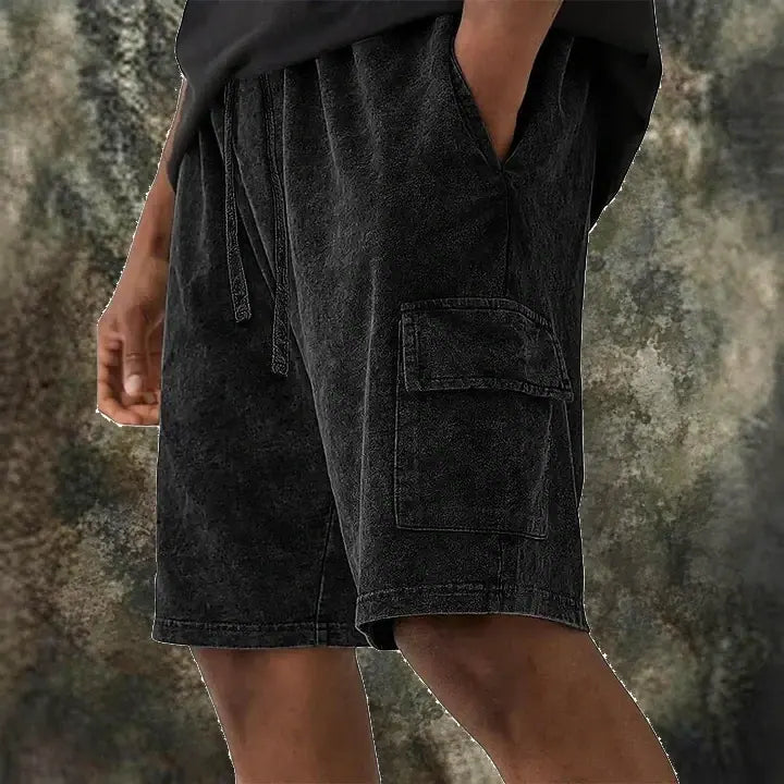 Acid-Wash Drawstring Shorts