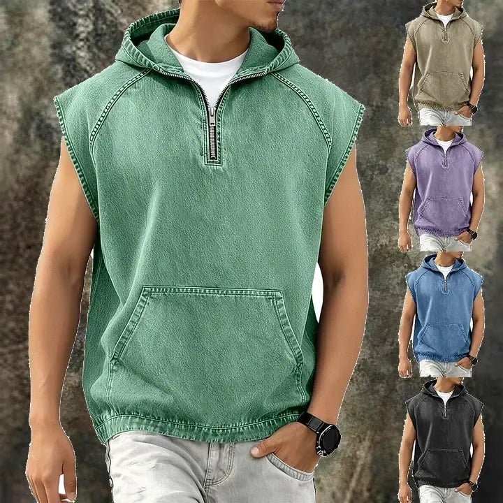 Acid-Wash Zip T-Shirt
