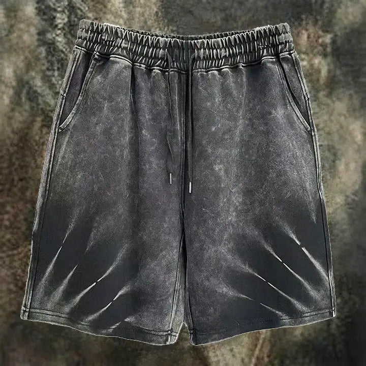 Acid-Wash Drawstring Shorts
